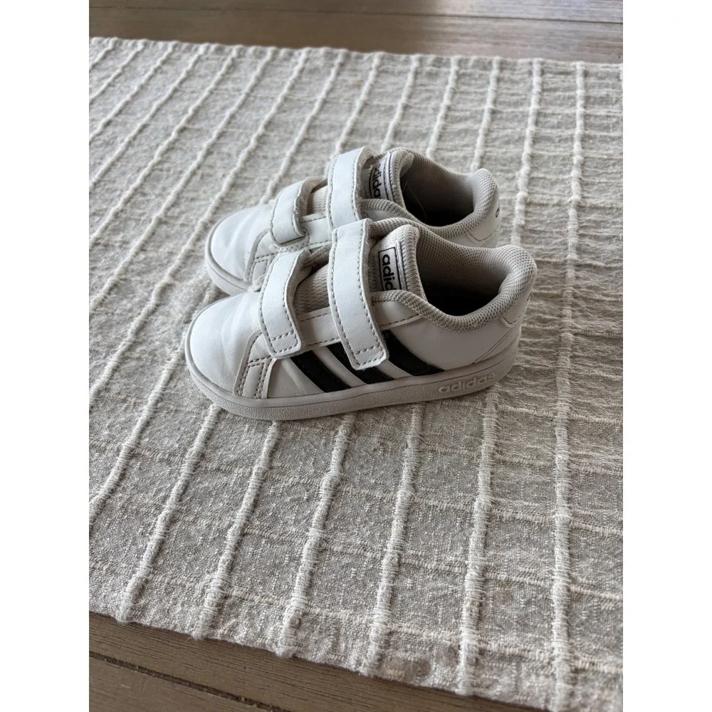Adidas Grand Court Toddler Shoes White Black Sneakers Size 6K EF0118